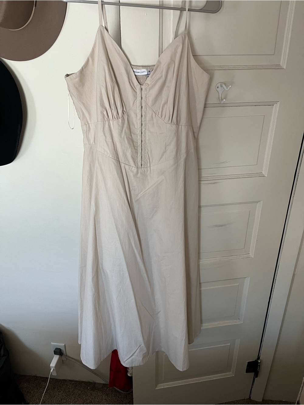Sincerely Jules Cream Spaghetti-Strap Midi Dress